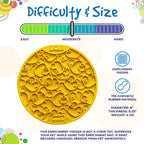 Difficulty and size graphic for the yellow SodaPup Duckies eMat, medium difficulty, 8 inches