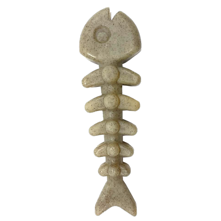 Brown SodaPup Fish Bone nylon chew toy in a fish skeleton shape for medium and large dogs