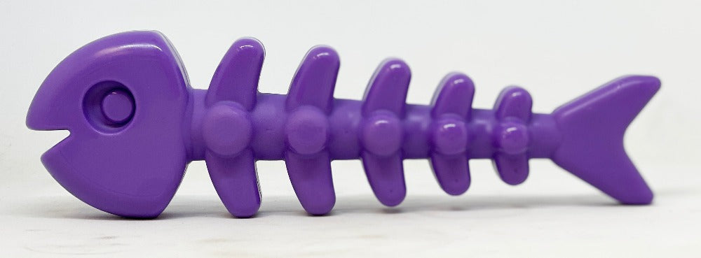 Purple SodaPup Fish Bone chew toy for medium and large dogs such as labs and shepherds