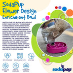 Product synopsis graphic for the pink SodaPup Flower eBowl enrichment slow feeder bowl