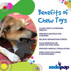 Benefits graphic for the SodaPup Gingerbread Man, a holiday nylon chew for power chewers