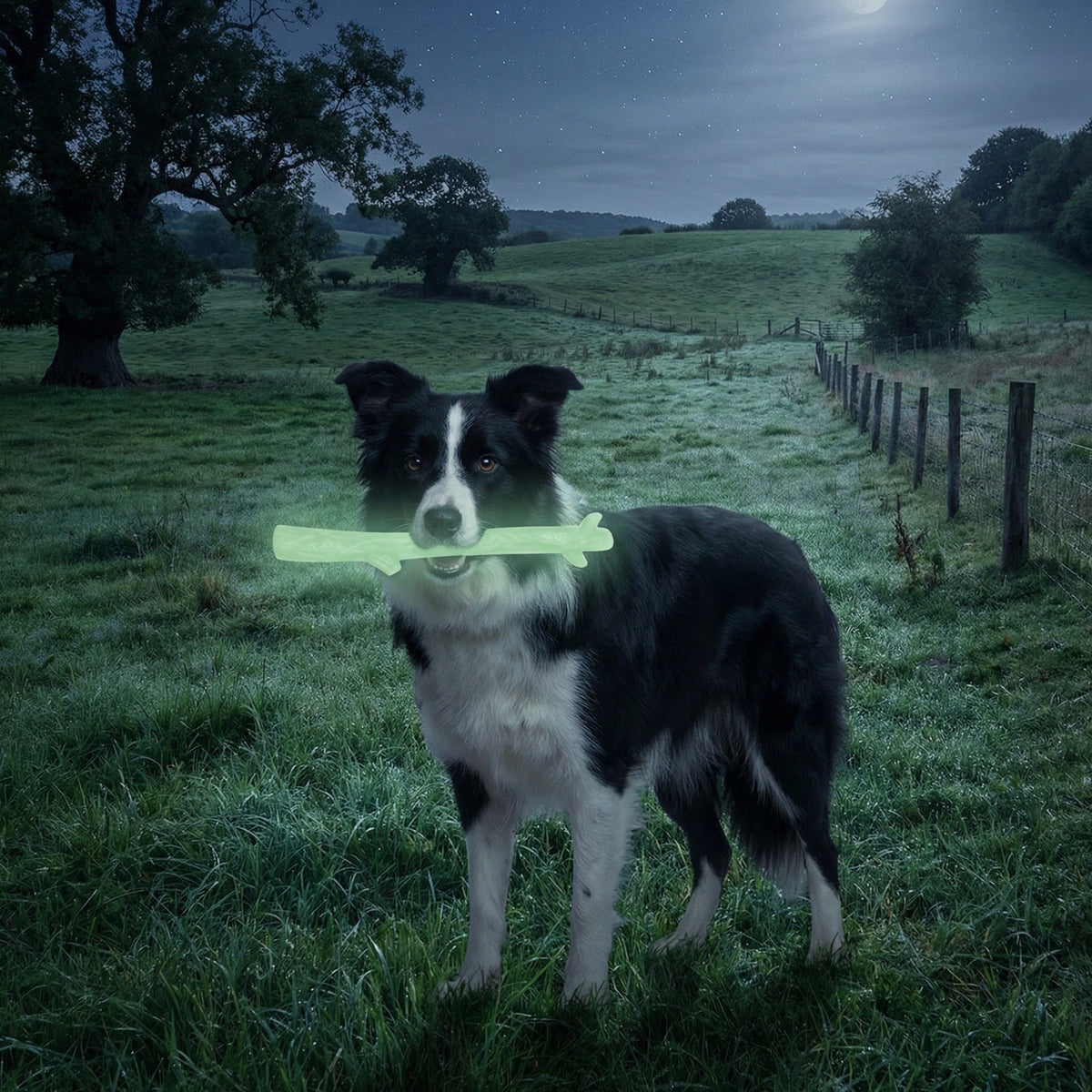 Made-in-USA SodaPup glow-in-the-dark nylon stick for medium and large dogs that chew hard
