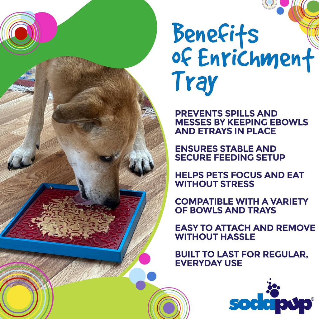 Benefits graphic for the SodaPup Hold 'em, a suction holder for SodaPup bowls and mats
