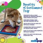 Benefits graphic for the SodaPup Hold 'em, a suction holder for SodaPup bowls and mats