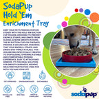 Product synopsis graphic for the light blue SodaPup Hold 'em suction cup holder