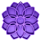Purple SodaPup Mandala eTray slow feeder tray that holds about 1 cup of dog food