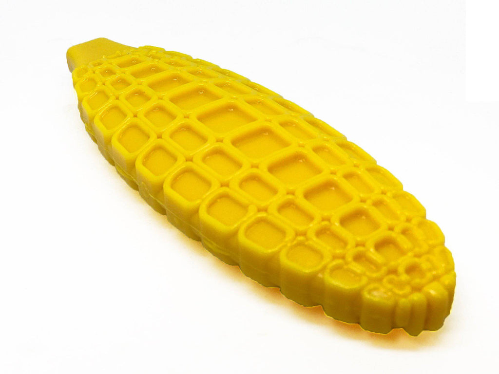 Yellow SodaPup corn cob nylon chew toy, 7 inches tall, for dogs 15 to 80 pounds