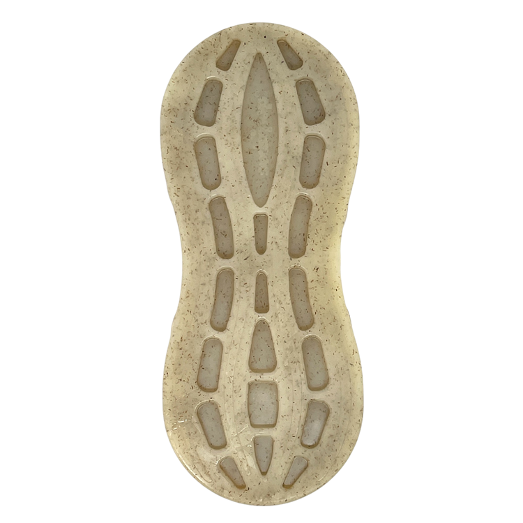 SodaPup Peanut nylon dog chew toy in brown with a curved, peanut-shaped body