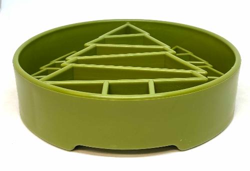 Green SodaPup Pine Tree eBowl with raised ridges that spread kibble into small pockets