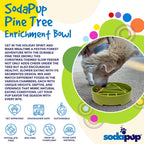 Product synopsis for the green SodaPup Pine Tree eBowl slow feeder for medium and large dogs