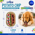 SodaPup Potato Chip eChew, a 7 ounce brown nylon chew sized for dogs about 30 to 65 lb
