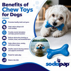 Blue Medium SodaPup PUP-X Rubber Bone, 5 inches long, a floating fetch and chew toy