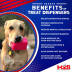 Benefits graphic for the pink SodaPup Surf's Up Retro Van rubber treat dispenser toy