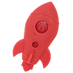 SodaPup Rocket Ship nylon dog chew toy in red, a solid rocket-shaped chew for power chewers