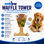 Waffle Tower eChew by SodaPup with textured grooves that hold peanut butter or yogurt