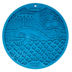 SodaPup Whale eMat in blue, a suction cup lick mat with a raised whale design