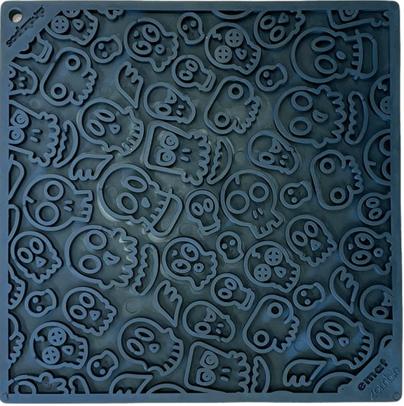 SodaPup Zombie eMat lick mat in black with a raised skull-and-zombie Halloween pattern