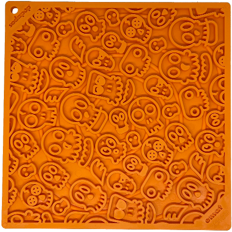 SodaPup Zombie eMat lick mat in orange with the same raised skull-and-zombie Halloween design