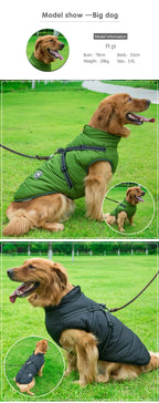 Cold-weather dog jacket with a harness for dogs from Chihuahuas to Labradors