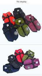 Warm autumn and winter dog jacket with a harness, made for cold-weather walks