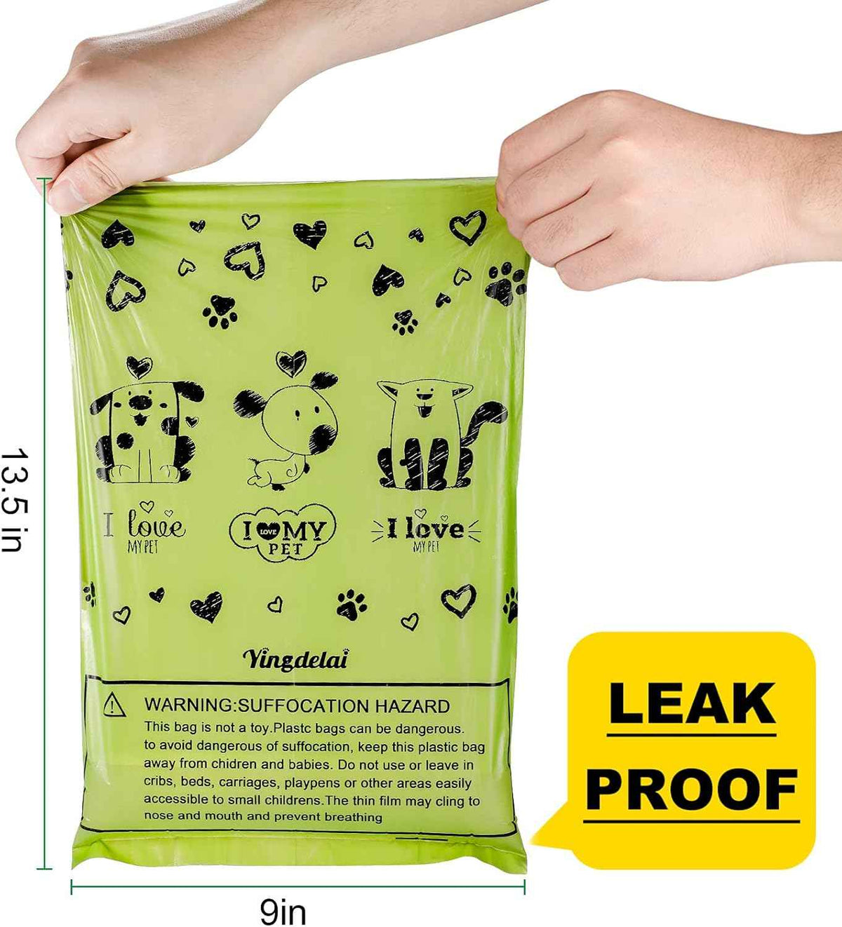 Tear-resistant plastic dog poop bags for daily walks, dog parks and travel