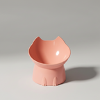 Pink tilted bowl with cartoon ears for cats and small dogs