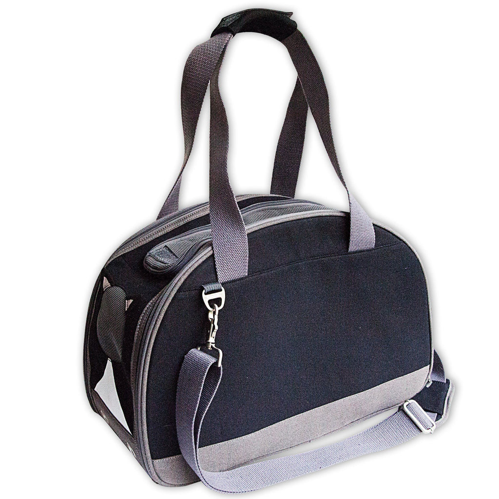 Touchcat Tote-Tails designer cat carrier with a tail-shaped detail stitched on the back