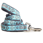 Touchdog blue shape-patterned embroidered collar and 48-inch leash for small dogs up to 17.68 lb