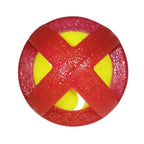 Large 3.5-inch red agility tennis ball dog toy, made of rubber with a textured TPR coating