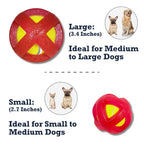 TPR-coated tennis ball dog toy sold in a small 2.7-inch size or a large 3.5-inch size