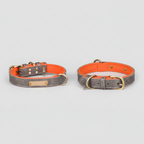 Orange Base and Gray two-tone cotton dog collar, sizes XS to XL