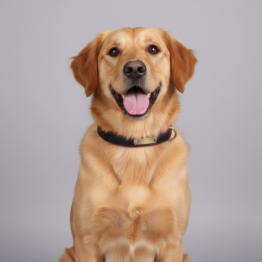 Two-tone cotton dog collar with a smooth-release metal buckle, from 32 to 61 cm long
