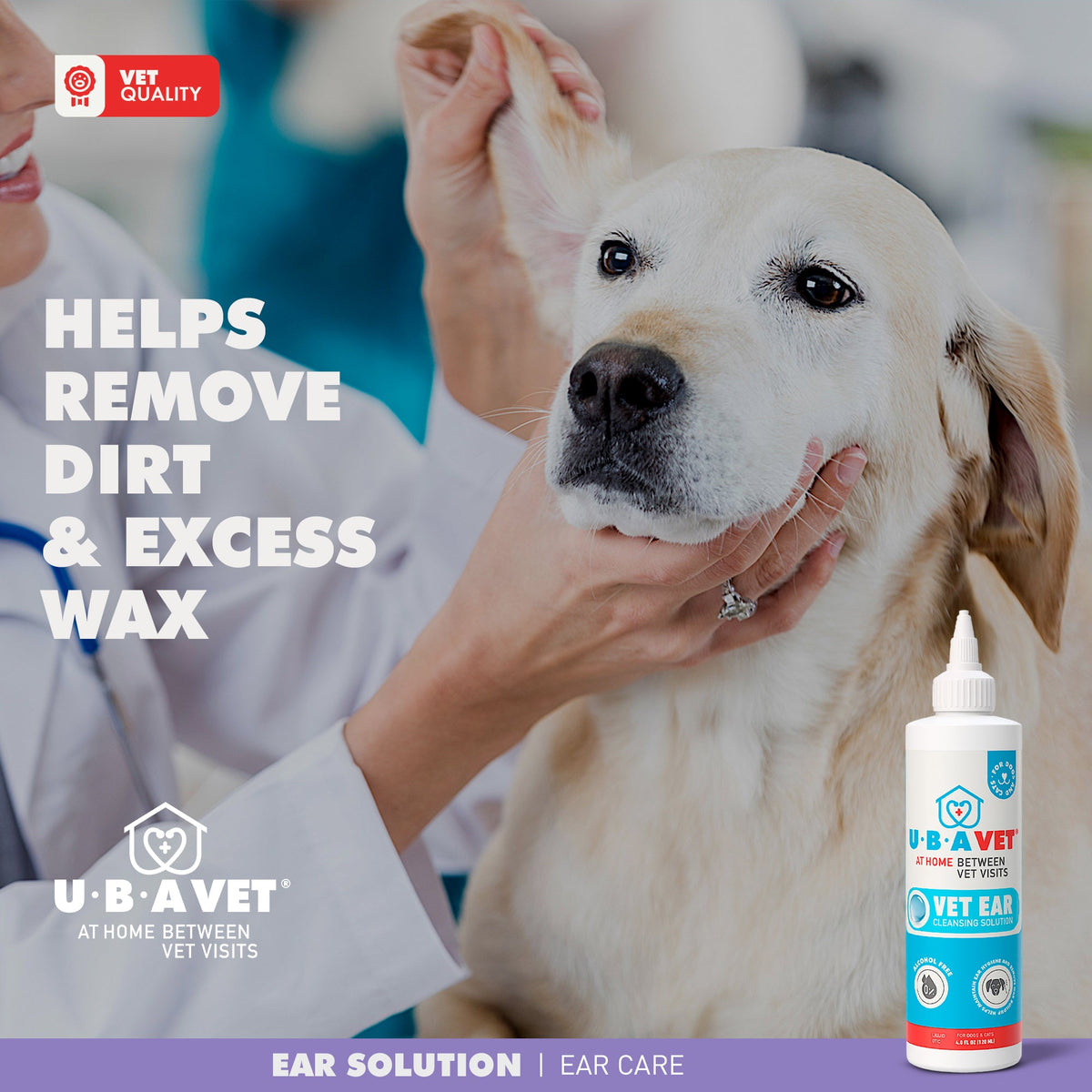 UBAVET ear cleanser with mild cleansing and refreshing agents for routine grooming
