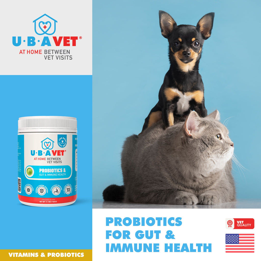 UBAVET Gut + Immune Health Support powder with brown rice, spirulina and bioflavonoids