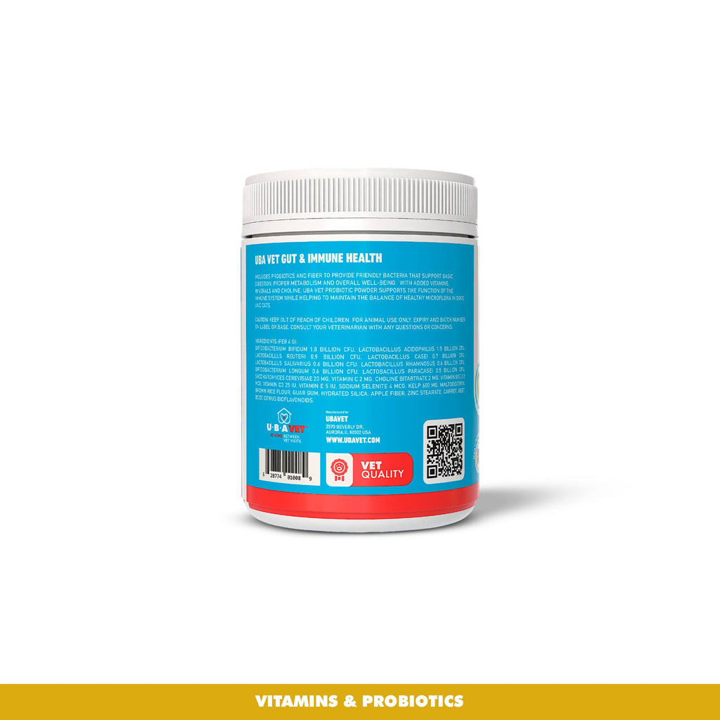 UBAVET probiotic powder with Lactobacillus and Bifidobacterium strains for pets
