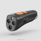 Black ultrasonic dog trainer with a triple emitter head and a range of up to 50 feet