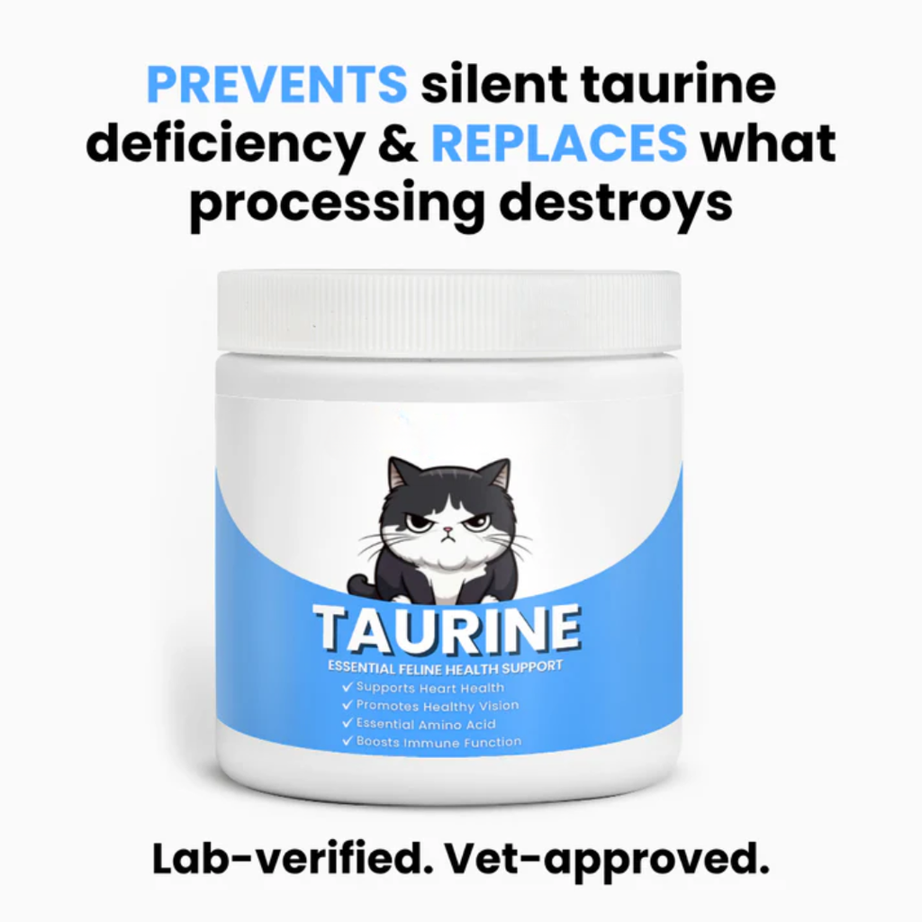 Taurine powder supplement for feline heart and eye health