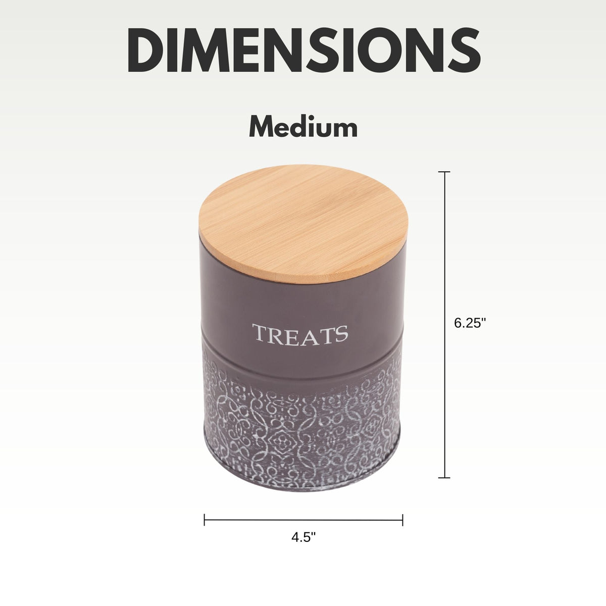 Volcanic Gray Country Living dog treat canister pair for countertop or pantry treat storage