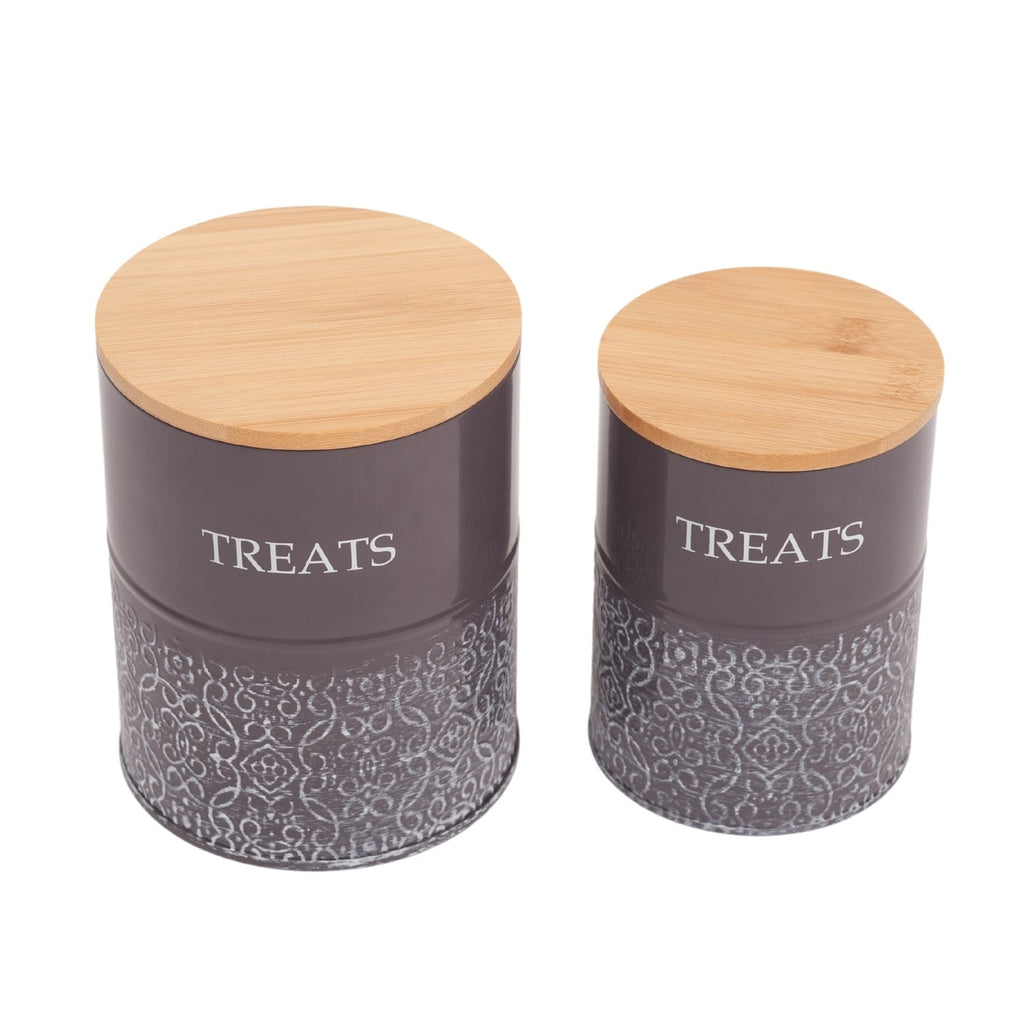 Country Living Volcanic Gray treat jars for storing dog treats, chews or small pet supplies