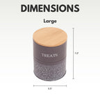 Set of 2 Country Living dog treat canisters in Volcanic Gray carbon steel, hand wash recommended