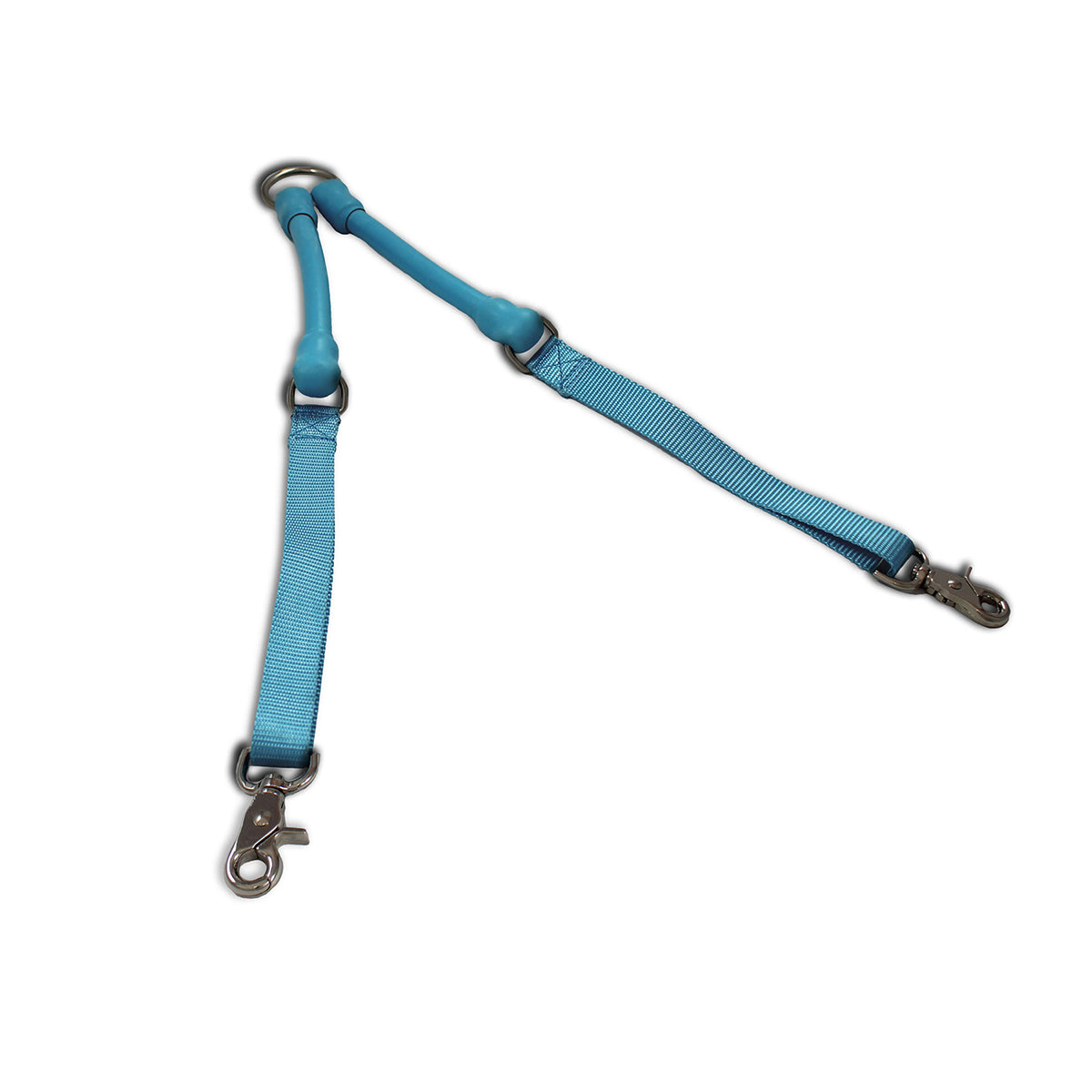 Blue CRAZYcoupl'r dog coupler from WACKYstore with weatherproof, UV-resistant rubber arms