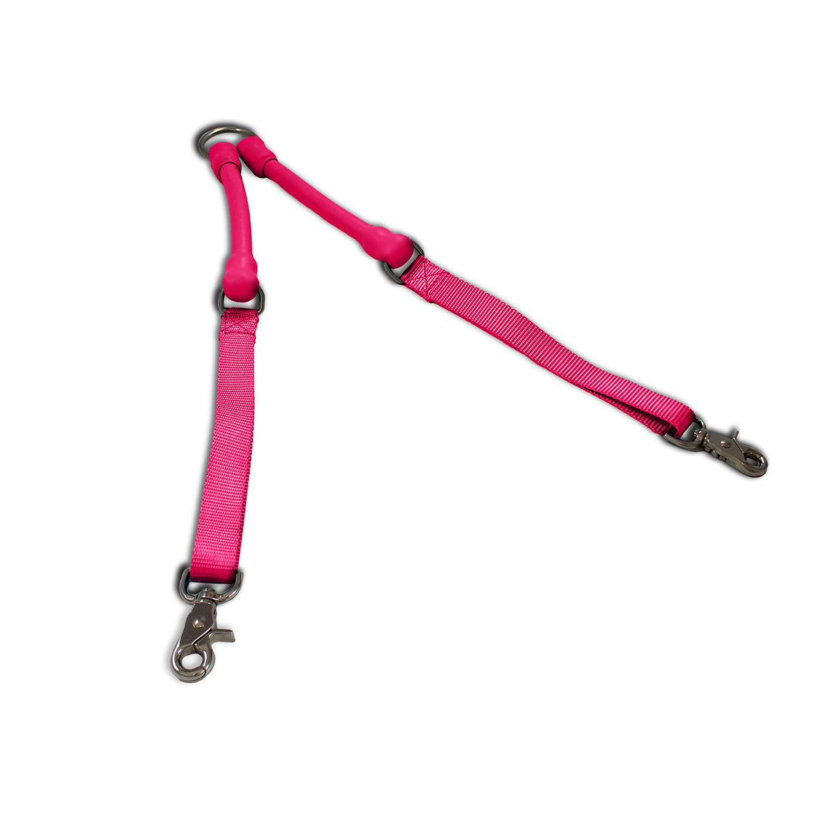 Pink WACKYstore CRAZYcoupl'r double dog coupler with swivel clips and a center O-ring