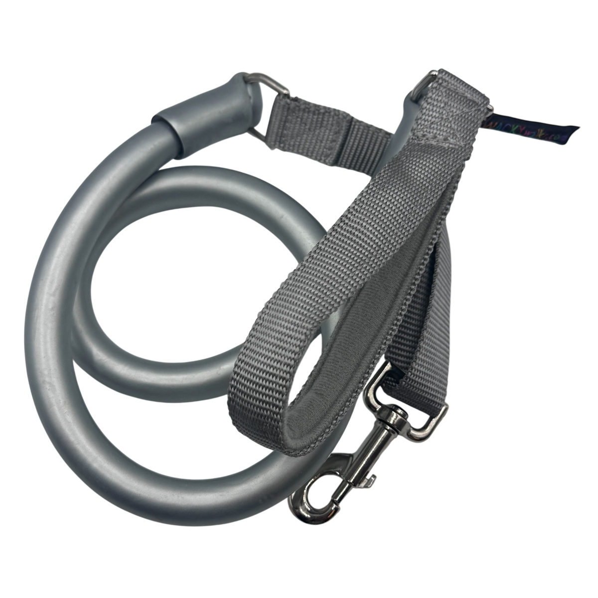 Silver WACKYstore WUNDERleash natural rubber leash that pairs with the CRAZYcoupl'r