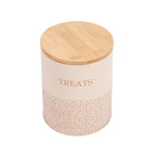 White Swan and gold dog treat canisters by Country Living for countertop or pantry storage