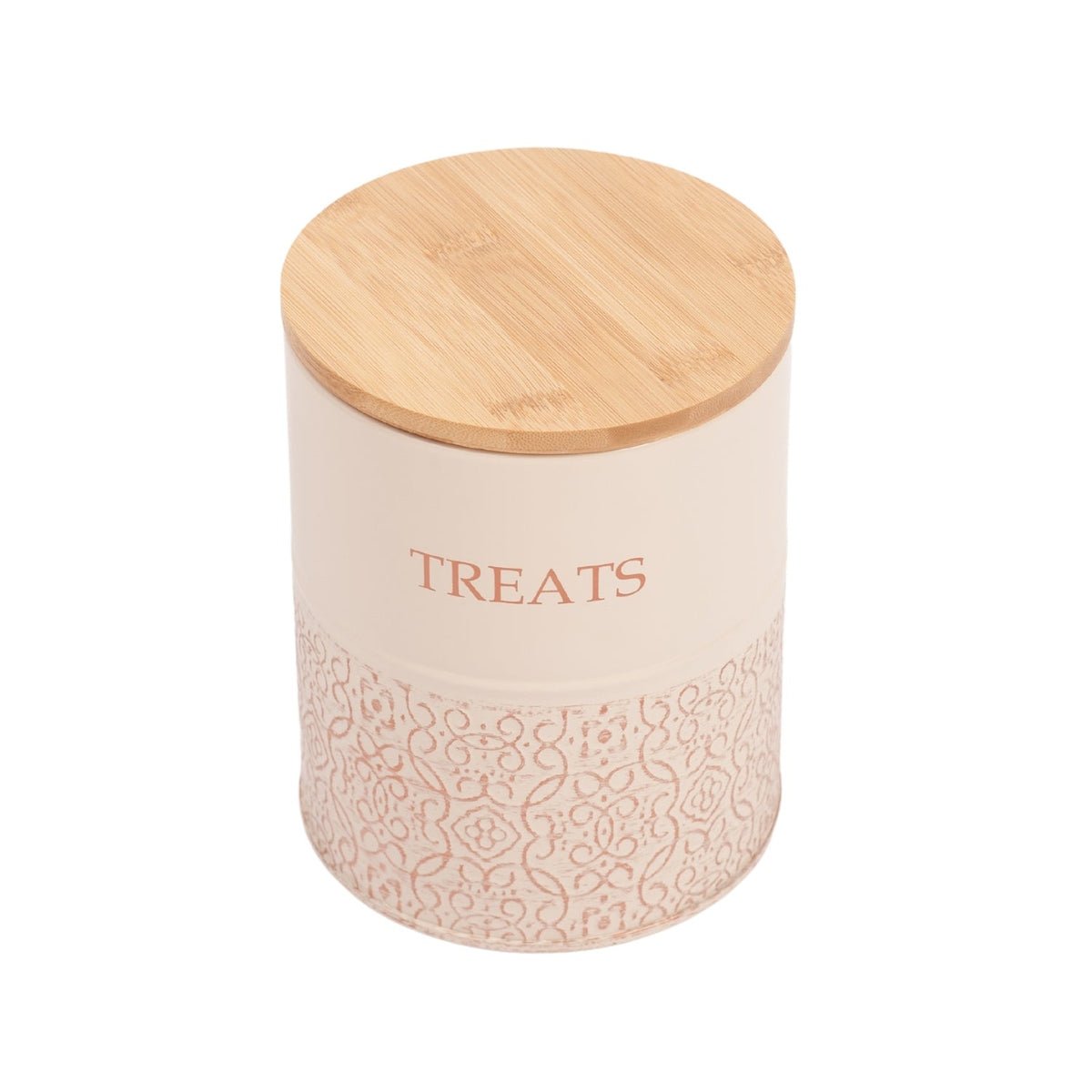 White Swan and gold dog treat canisters by Country Living for countertop or pantry storage