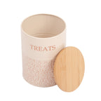 Powder-coated White Swan Country Living dog treat canister with a wipe-clean exterior