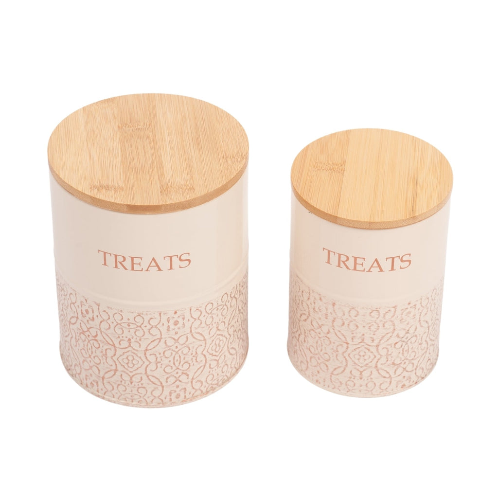 Country Living White Swan treat canister set with a 7 x 5.5 in large jar and a 6.25 x 4.5 in medium jar