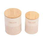 Country Living White Swan treat canister set with a 7 x 5.5 in large jar and a 6.25 x 4.5 in medium jar
