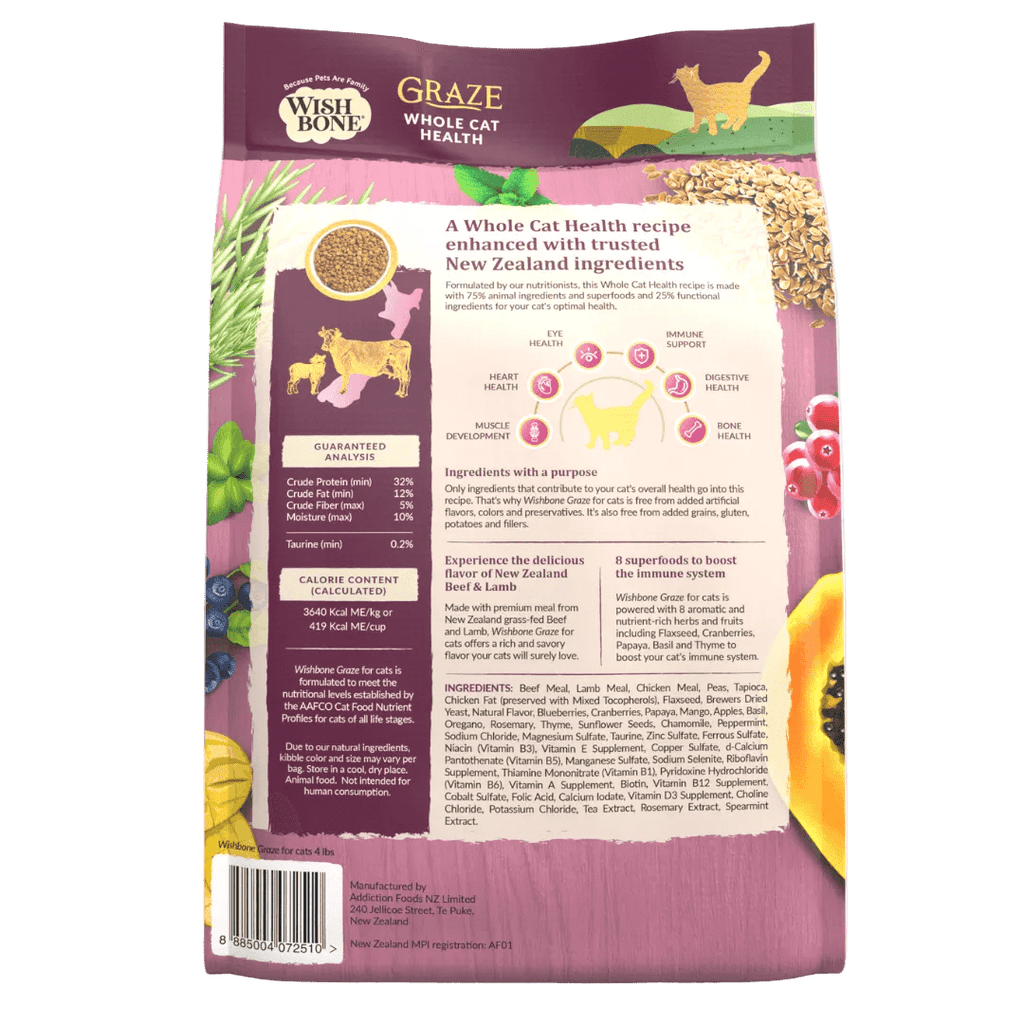 Wishbone Graze dry cat food for kittens, adult and senior cats, AAFCO all life stages