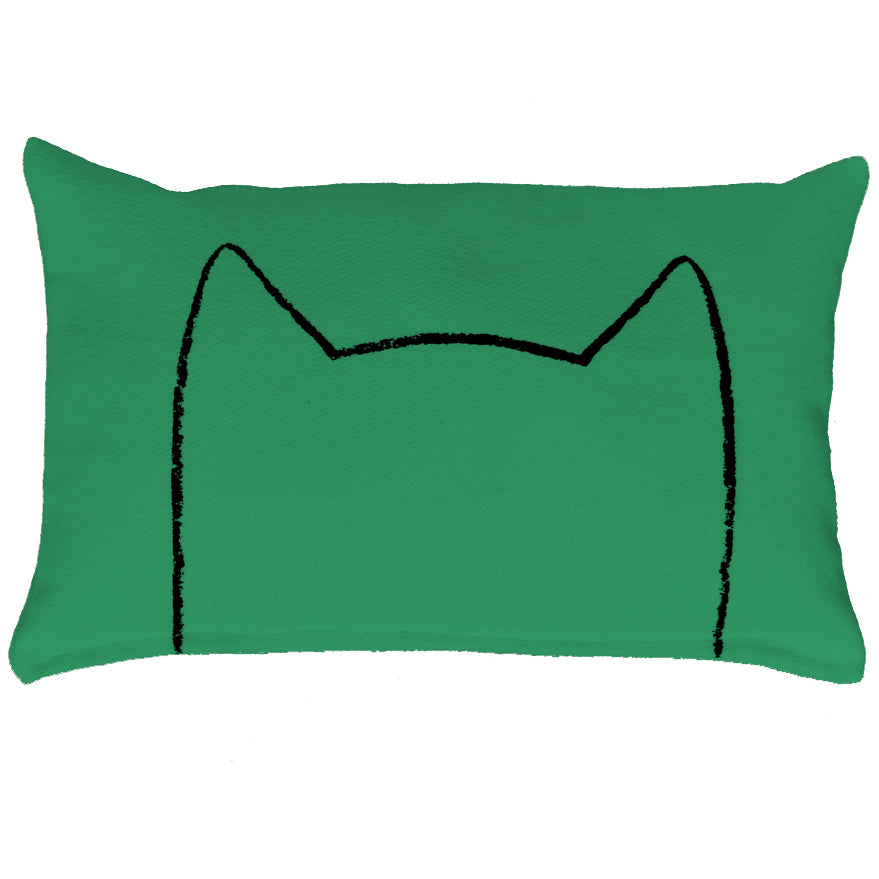 Green Xenotees cat pillow for a doll bed, with or without organic catnip